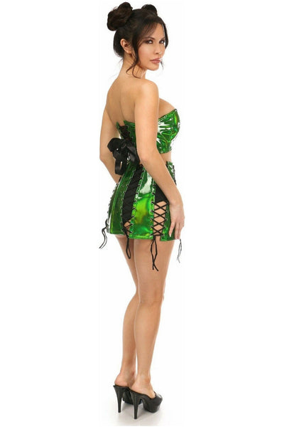 Lavish 2 PC Green Holo Bustier & Skirt Set