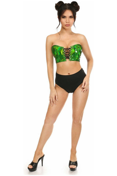 Lavish Green Holo Lace-Up Bustier Top