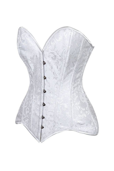 Lavish 2 PC White Brocade Corset & Denim Skirt Set