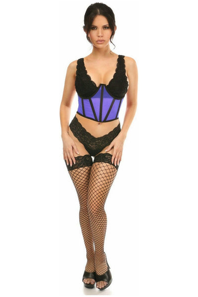 Lavish Neon Blue Mesh Open Cup Waist Cincher