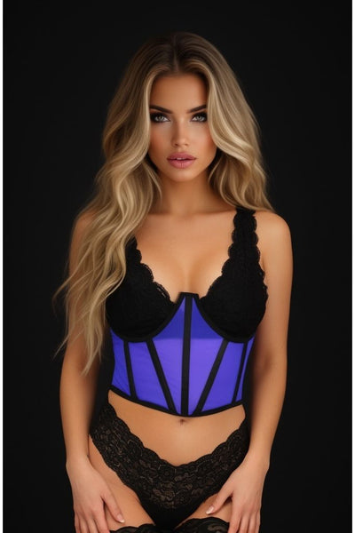 LIMITED EDITION Lavish Neon Blue Mesh Open Cup Waist Cincher
