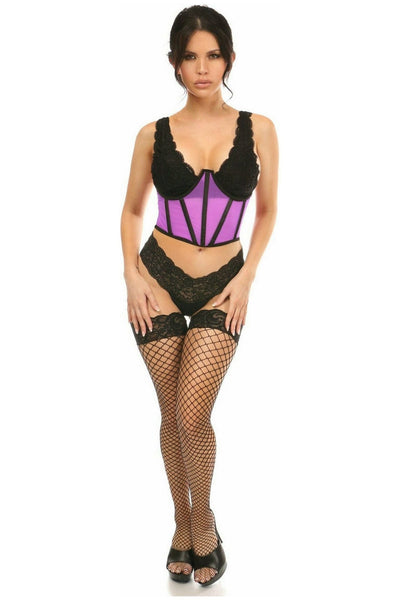 Lavish Neon Purple Mesh Open Cup Waist Cincher