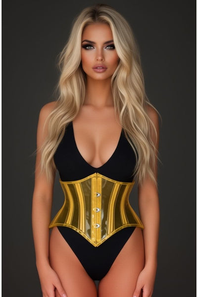 Lavish Clear Yellow Curvy Cut Mini Cincher Corset