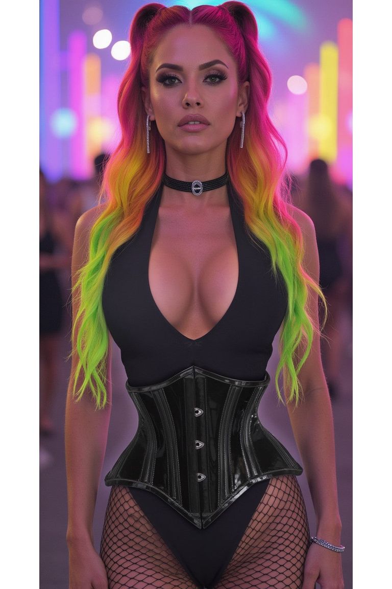 Lavish Clear Black Curvy Cut Mini Cincher Corset