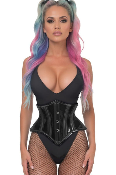 Lavish Clear Black Curvy Cut Mini Cincher Corset