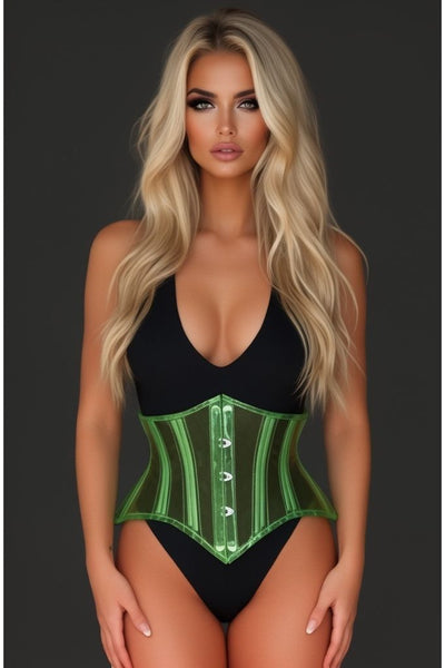Lavish Clear Green Curvy Cut Mini Cincher Corset