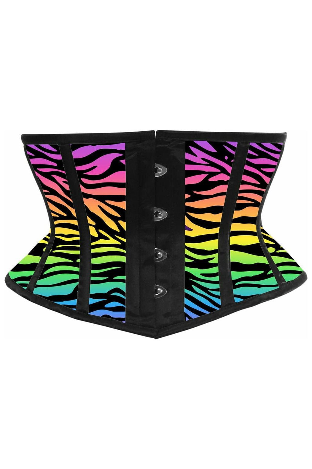 Lavish Rainbow Animal Print Satin Mini Cincher Corset