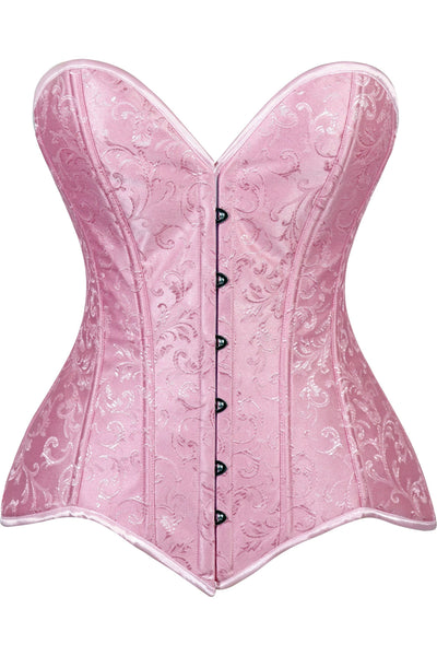 Lavish 2 PC Lt Pink Brocade Corset & Denim Skirt Set