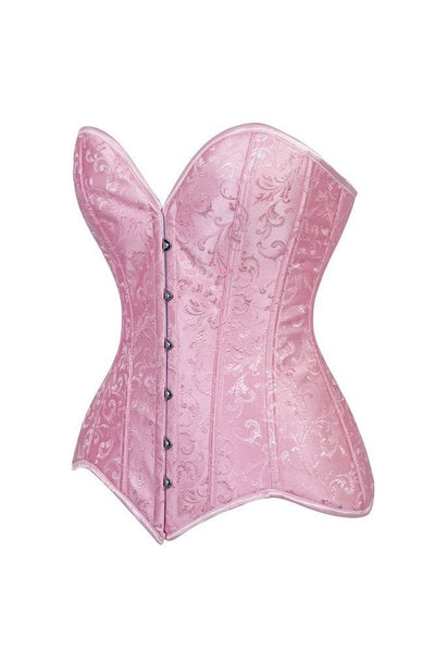 Lavish 2 PC Lt Pink Brocade Corset & Denim Skirt Set