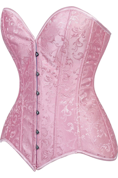 Lavish 2 PC Lt Pink Brocade Corset & Denim Skirt Set