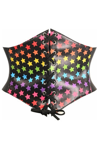 Lavish Rainbow Stars Lace-Up Corset Belt Cincher