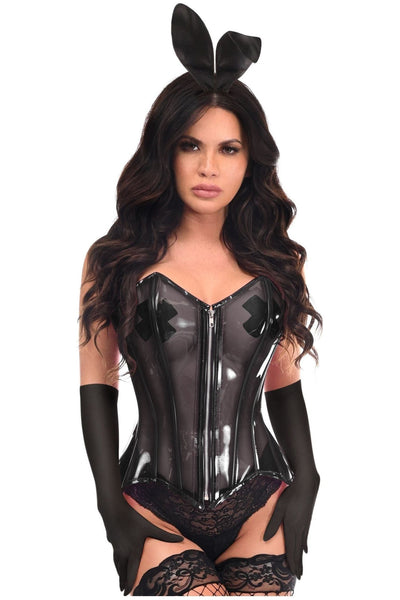 Lavish 4 PC Clear Black Bunny Corset Costume