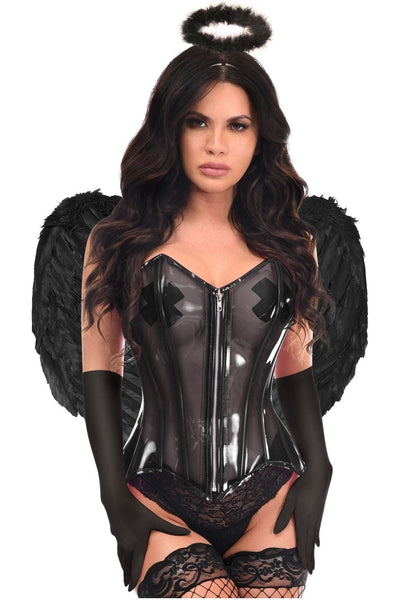 Lavish 4 PC Clear Black Dark Angel Corset Costume