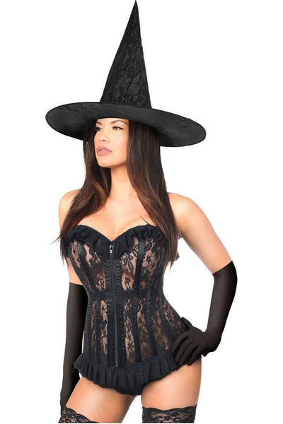 Lavish 3 PC Sheer Lace Witch Corset Costume