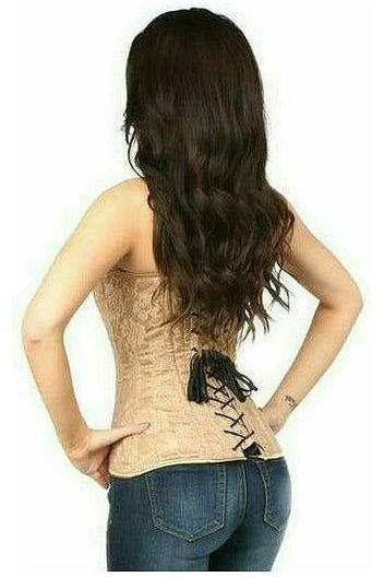 Lavish Dark Beige Lace Overbust Corset w/Zipper - Daisy Corsets
