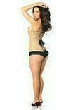 Lavish Dark Beige Lace Overbust Corset w/Zipper - Daisy Corsets