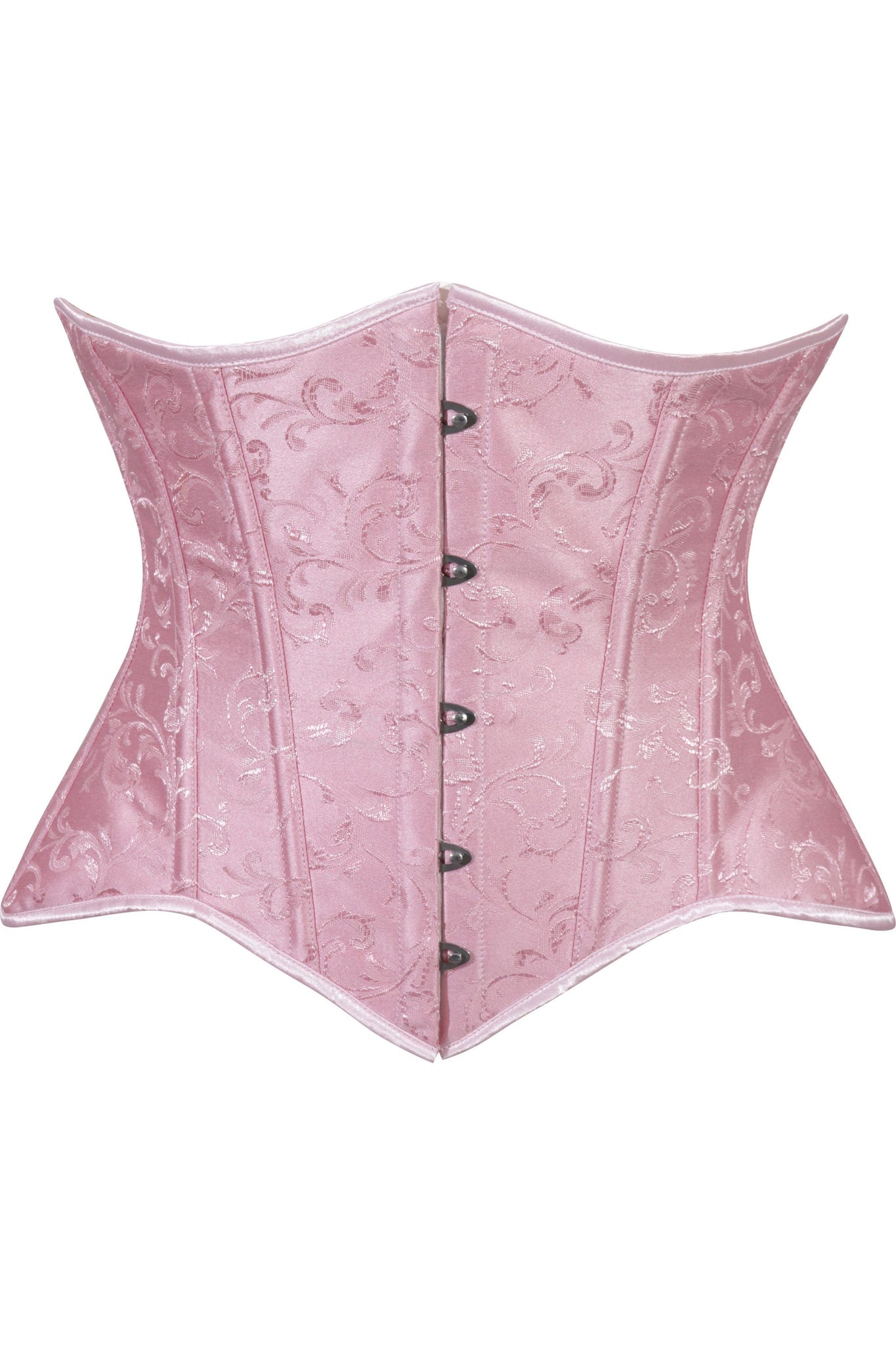 Lavish Lt Pink Brocade Waist Cincher Under Bust Corset w/Front Busk Closure