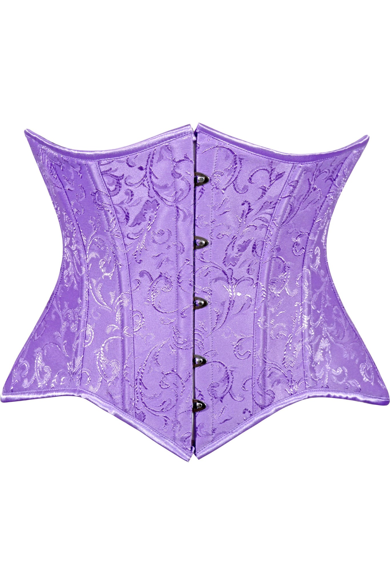 Lavish Lt Purple Brocade Waist Cincher Under Bust Corset w/Front Busk Closure