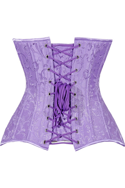 Lavish Lt Purple Brocade Waist Cincher Under Bust Corset w/Front Busk Closure