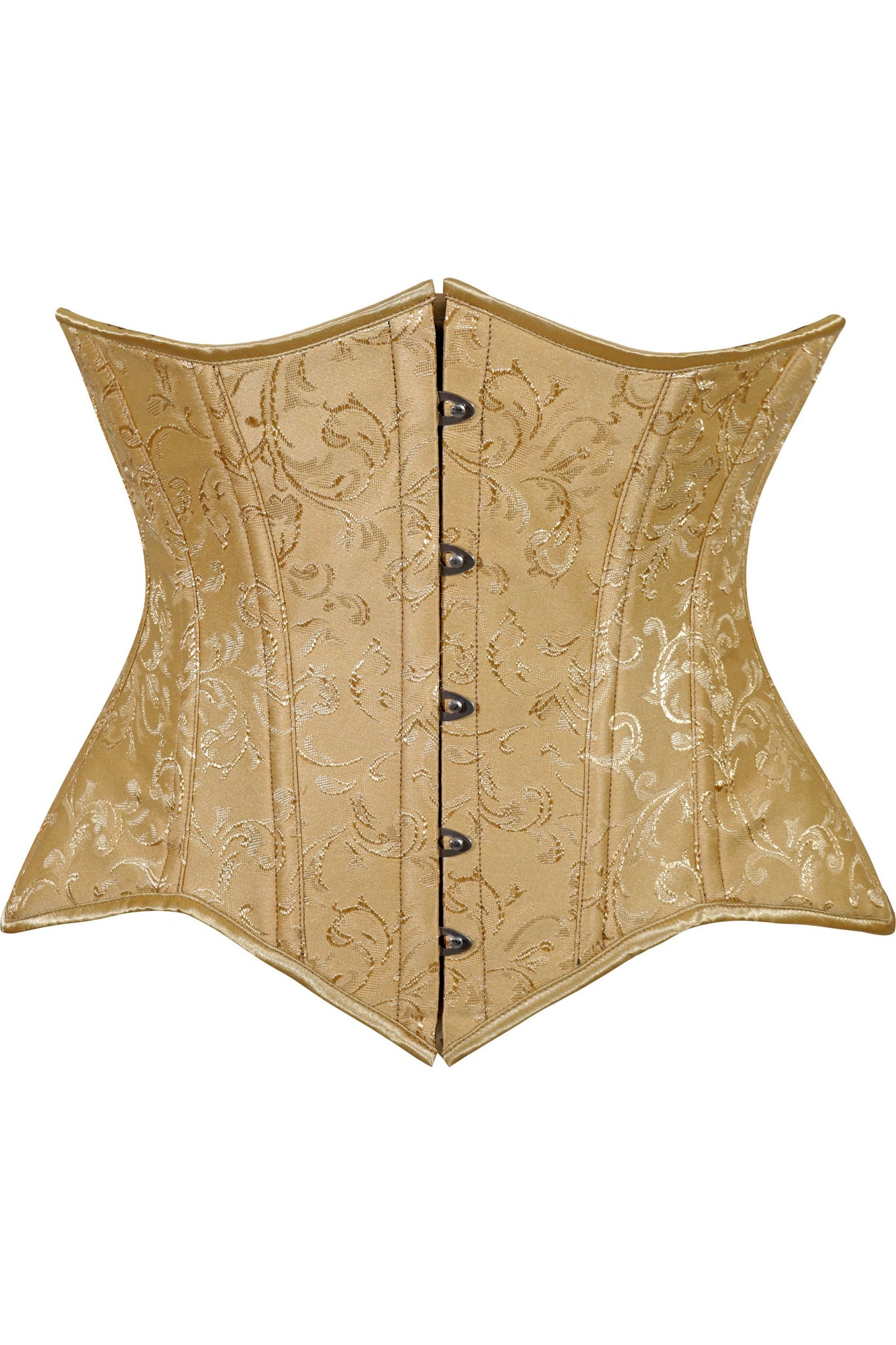 Lavish Gold Brocade Waist Cincher Under Bust Corset w/Front Busk Closure