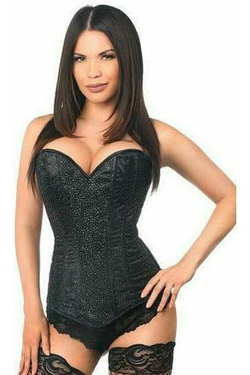 Lavish Black Glitter Side Zipper Corset - Daisy Corsets