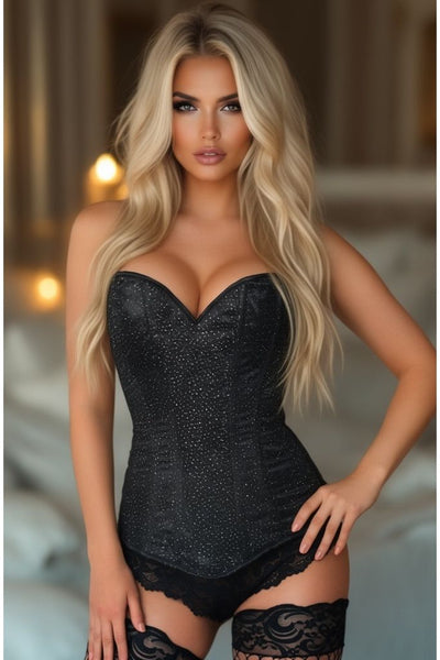 LIMITED EDITION Lavish Black Glitter Side Zipper Corset