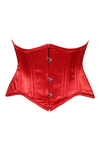 Lavish Red Satin Mini Cincher Underbust Corset Waist Cincher Busk Closure