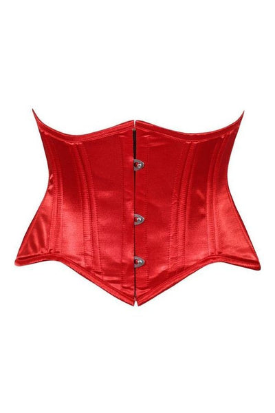 Lavish Red Satin Mini Cincher Underbust Corset Waist Cincher Busk Closure