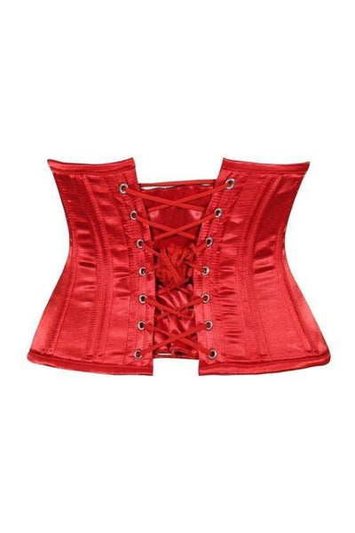 Lavish Red Satin Mini Cincher Underbust Corset Waist Cincher Busk Closure