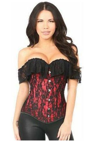 Lavish Red Lace Off-The-Shoulder Corset - Daisy Corsets