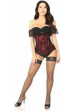 Lavish Red Lace Off-The-Shoulder Corset - Daisy Corsets