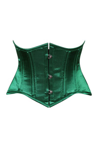 Lavish Dark Green Satin Mini Cincher Underbust Corset Waist Cincher Busk Closure
