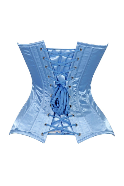 Lavish Lt Blue Satin Overbust Corset Sweetheart Neckline Busk Closure