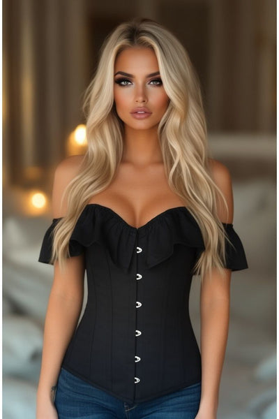 Lavish Black Cotton Off-The-Shoulder Corset