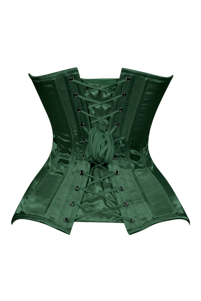 Lavish Dark Green Satin Overbust Corset Sweetheart Neckline Busk Closure