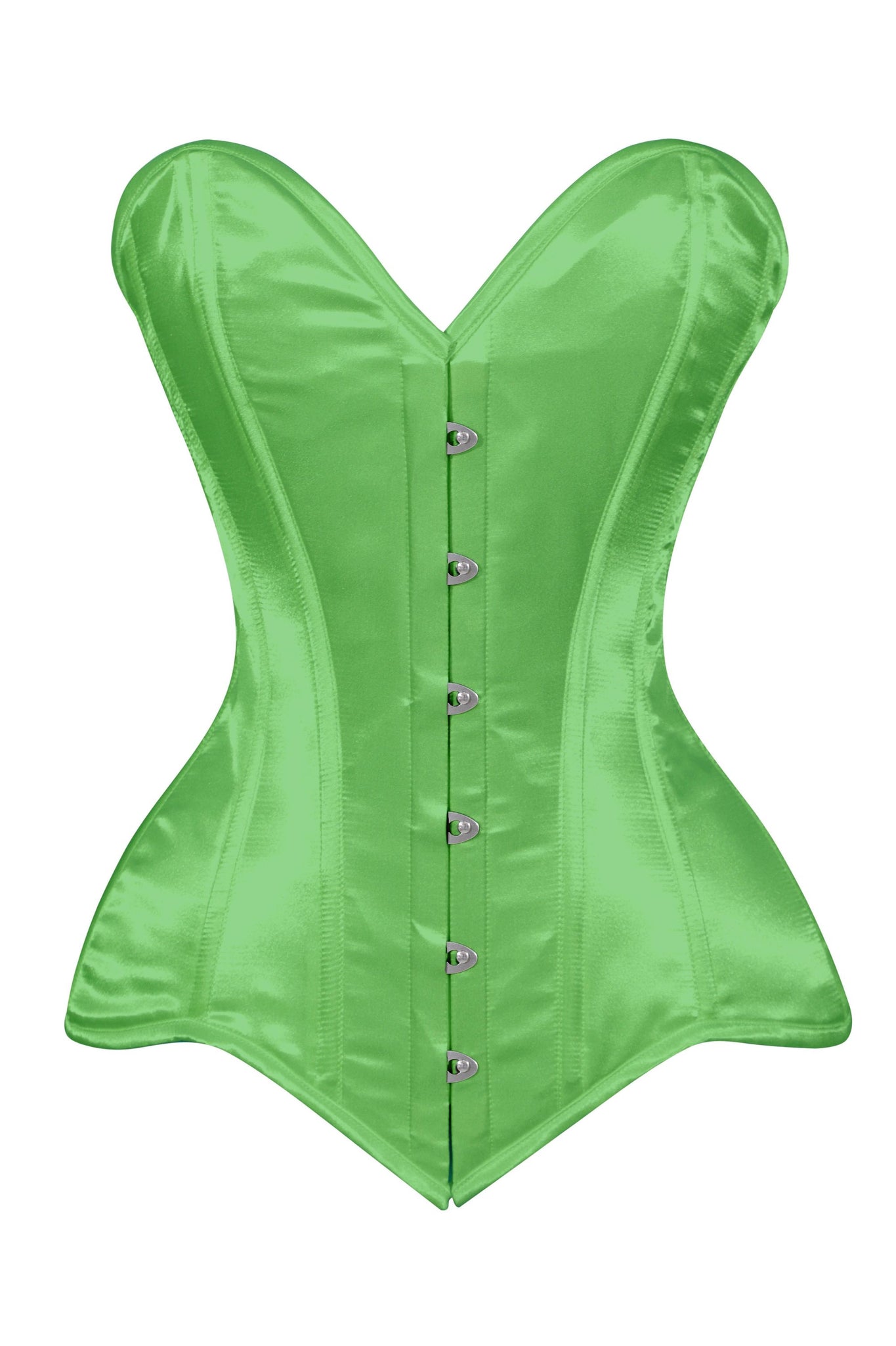 Lavish Green Satin Overbust Corset Sweetheart Neckline Busk Closure