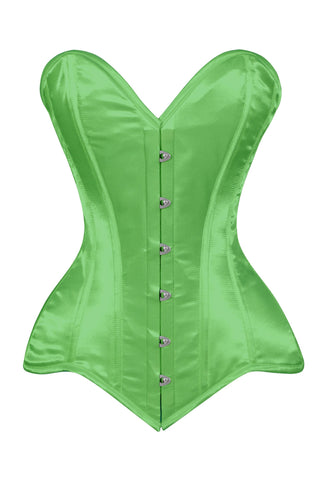Lavish Green Satin Overbust Corset Sweetheart Neckline Busk Closure