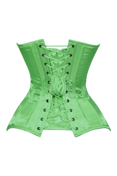 Lavish Green Satin Overbust Corset Sweetheart Neckline Busk Closure