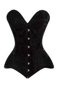 Lavish Black Velvet Overbust Corset Sweetheart Neckline Busk Closure