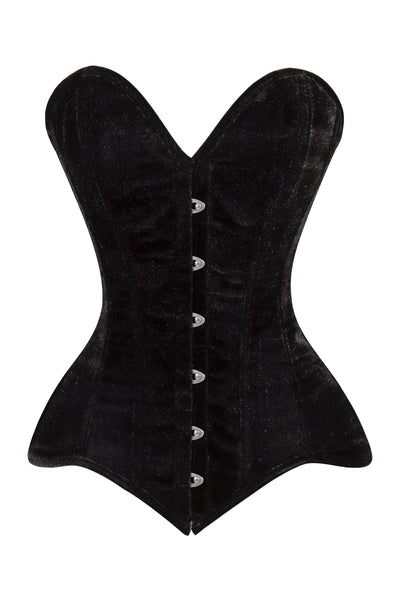 Lavish Black Velvet Overbust Corset Sweetheart Neckline Busk Closure