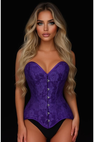 Lavish Purple Lace Overbust Corset Sweetheart Neckline Busk Closure