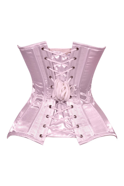 Lavish Lt Pink Satin Overbust Corset Sweetheart Neckline Busk Closure