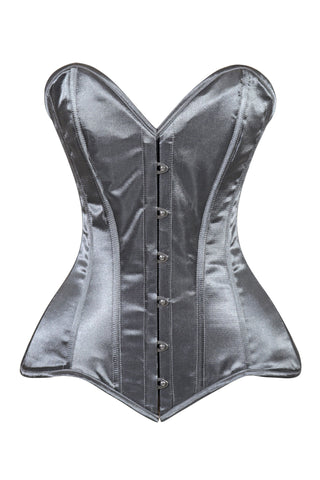 Lavish Dark Silver Overbust Corset Sweetheart Neckline Busk Closure