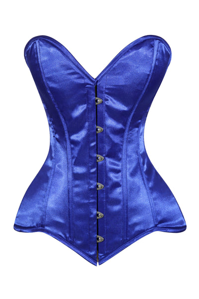 Lavish Royal Blue Overbust Corset Sweetheart Neckline Busk Closure