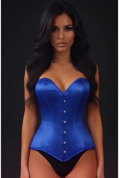 Lavish Royal Blue Overbust Corset Sweetheart Neckline Busk Closure