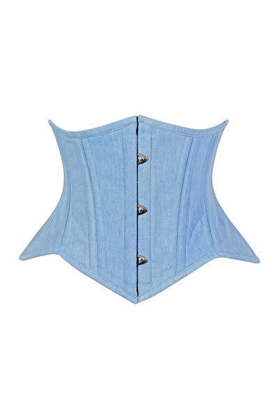 Lavish Lt Denim Mini Waist Cincher Underbust Corset Top