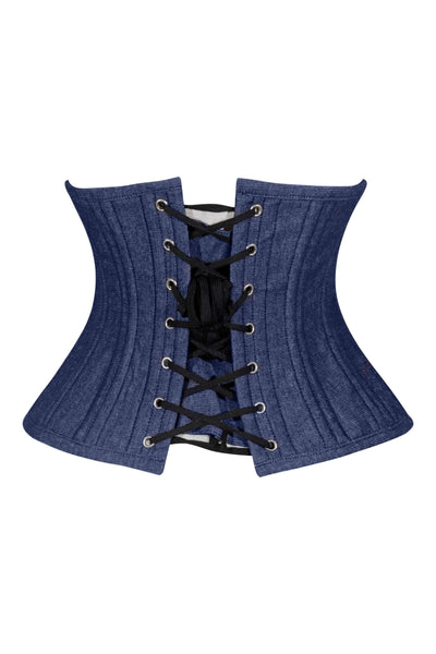 Lavish Dark Denim Mini Waist Cincher Underbust Corset Top