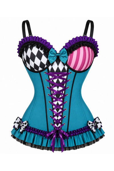 Lavish Teal Fairytale Lycra Corset Bustier with Underwire Cups