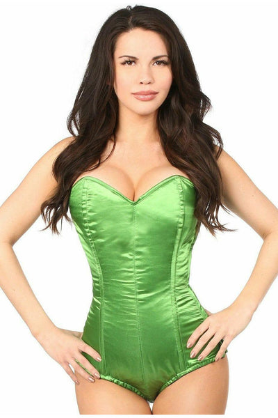 Lavish Green Satin Corset Romper - Daisy Corsets