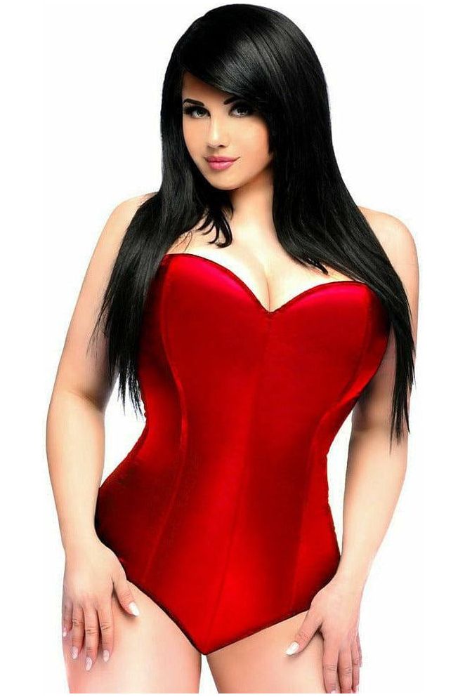 Lavish Red Satin Corset Romper - Daisy Corsets